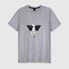 Мужская футболка хлопок Slim с принтом НЛО треугольник , 92% хлопок, 8% лайкра | приталенный силуэт, круглый вырез ворота, длина до линии бедра, короткий рукав | космос | летает | летающая тарелка | неопознанное | нло | фантастика