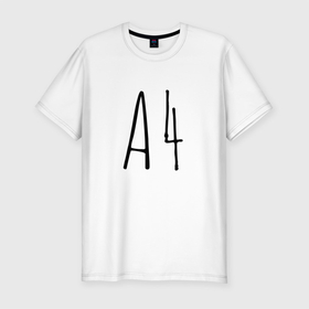 Мужская футболка хлопок Slim с принтом А4 в Санкт-Петербурге, 92% хлопок, 8% лайкра | приталенный силуэт, круглый вырез ворота, длина до линии бедра, короткий рукав | а4 | блогер | блогеры | влад | влад а4 | известные юлогеры | ютубер