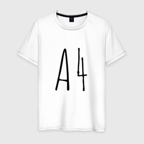 Мужская футболка хлопок с принтом А4 в Петрозаводске, 100% хлопок | прямой крой, круглый вырез горловины, длина до линии бедер, слегка спущенное плечо. | а4 | блогер | блогеры | влад | влад а4 | известные юлогеры | ютубер