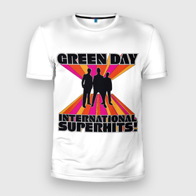 Мужская футболка 3D Slim с принтом International Superhits Green Day в Санкт-Петербурге, 100% полиэстер с улучшенными характеристиками | приталенный силуэт, круглая горловина, широкие плечи, сужается к линии бедра | american idiot | green day | альтернативный | билли джо армстронг | греен дай | грин дей | гриндей | группа | зелёный день | майк дёрнт | музыка | панк | поп | поппанк | рок | тре кул