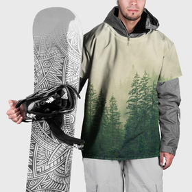 Накидка на куртку 3D с принтом Тайга в тумане в Белгороде, 100% полиэстер |  | Тематика изображения на принте: деревья | лес | природа