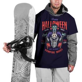 Накидка на куртку 3D с принтом Вампир в Санкт-Петербурге, 100% полиэстер |  | halloween | holiday | pumpkin | samayn | vampire | zombie | вампир | ведьма | вечеринка | день всех святых | зомби | карнавал | маскарад | мертвец | оборотень | привидение | самайн | светильник джека | страшный джек | труп