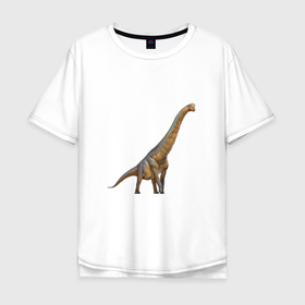 Мужская футболка хлопок Oversize с принтом Брахиозавр , 100% хлопок | свободный крой, круглый ворот, “спинка” длиннее передней части | арт | брахиозавр | динозавр | доисторические | рисунок