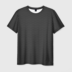 Мужская футболка 3D с принтом чёрный карбоновый фон в Новосибирске, 100% полиэфир | прямой крой, круглый вырез горловины, длина до линии бедер | абстракция | текстура | узор