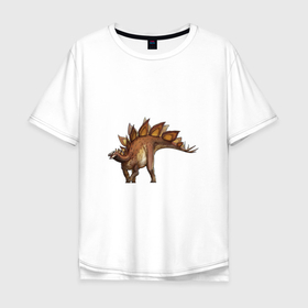 Мужская футболка хлопок Oversize с принтом Стегозавр , 100% хлопок | свободный крой, круглый ворот, “спинка” длиннее передней части | арт | динозавр | доисторические | рисунок | стегозавр | шип | шипы