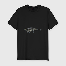 Мужская футболка хлопок Slim с принтом Анкилозавр в Новосибирске, 92% хлопок, 8% лайкра | приталенный силуэт, круглый вырез ворота, длина до линии бедра, короткий рукав | анкилозавр | арт | бронированный | бронированный динозавр | булава | динозавр | доисторические | рисунок | шип | шипы