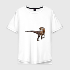 Мужская футболка хлопок Oversize с принтом Аллозавр в Санкт-Петербурге, 100% хлопок | свободный крой, круглый ворот, “спинка” длиннее передней части | аллозавр | арт | динозавр | доисторические | рисунок | хищник | юрский период