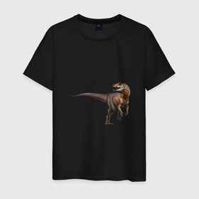Мужская футболка хлопок с принтом Аллозавр в Петрозаводске, 100% хлопок | прямой крой, круглый вырез горловины, длина до линии бедер, слегка спущенное плечо. | аллозавр | арт | динозавр | доисторические | рисунок | хищник | юрский период