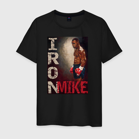Мужская футболка хлопок с принтом Железный Майк Тайсон в Санкт-Петербурге, 100% хлопок | прямой крой, круглый вырез горловины, длина до линии бедер, слегка спущенное плечо. | бокс | боксер | единоборства | железный майк | майк тайсон | спорт | тайсон