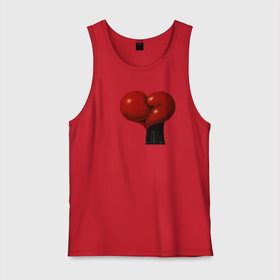 Мужская майка хлопок с принтом Боксерские перчатки  сердце , 100% хлопок |  | боец | бой | бокс | перчатки | сердце | спорт