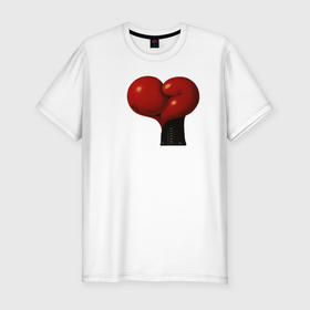 Мужская футболка хлопок Slim с принтом Боксерские перчатки  сердце , 92% хлопок, 8% лайкра | приталенный силуэт, круглый вырез ворота, длина до линии бедра, короткий рукав | Тематика изображения на принте: боец | бой | бокс | перчатки | сердце | спорт