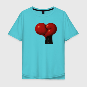 Мужская футболка хлопок Oversize с принтом Боксерские перчатки  сердце , 100% хлопок | свободный крой, круглый ворот, “спинка” длиннее передней части | боец | бой | бокс | перчатки | сердце | спорт