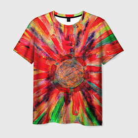 Мужская футболка 3D с принтом Освобождение от 3D , 100% полиэфир | прямой крой, круглый вырез горловины, длина до линии бедер | краски | рисунок | солнце | творчество | фантазия