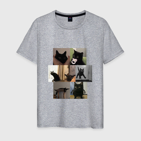 Мужская футболка хлопок с принтом Сборник мемов с котами в Тюмени, 100% хлопок | прямой крой, круглый вырез горловины, длина до линии бедер, слегка спущенное плечо. | дизайн | кот | коты | необычное | прикол | сборник мемов с котами | черные коты | черный кот