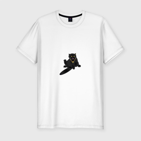 Мужская футболка хлопок Slim с принтом Crypto Cat в Курске, 92% хлопок, 8% лайкра | приталенный силуэт, круглый вырез ворота, длина до линии бедра, короткий рукав | nft | биткоин | биток | богатство | кот | крипта | криптовалюта | чёрный кот | эфир