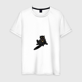 Мужская футболка хлопок с принтом Crypto Cat в Новосибирске, 100% хлопок | прямой крой, круглый вырез горловины, длина до линии бедер, слегка спущенное плечо. | nft | биткоин | биток | богатство | кот | крипта | криптовалюта | чёрный кот | эфир