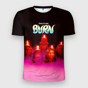 Мужская футболка 3D Slim с принтом Deep Purple   Burn в Екатеринбурге, 100% полиэстер с улучшенными характеристиками | приталенный силуэт, круглая горловина, широкие плечи, сужается к линии бедра | deep purple | альбом | гловер | группа | дееп | деп | ди | дип перпл | диперпл | дипперпл | иэн гиллан | иэн пэйс | лого | логотип | метал | морс | пепл | прогрессивный | психоделический | рок | символ | хард
