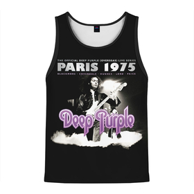 Мужская майка 3D с принтом Deep Purple   Paris 1975 в Екатеринбурге, 100% полиэстер | круглая горловина, приталенный силуэт, длина до линии бедра. Пройма и горловина окантованы тонкой бейкой | deep purple | альбом | гловер | группа | дееп | деп | ди | дип перпл | диперпл | дипперпл | иэн гиллан | иэн пэйс | лого | логотип | метал | морс | пепл | прогрессивный | психоделический | рок | символ | хард