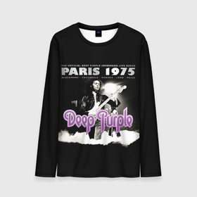 Мужской лонгслив 3D с принтом Deep Purple   Paris 1975 в Петрозаводске, 100% полиэстер | длинные рукава, круглый вырез горловины, полуприлегающий силуэт | deep purple | альбом | гловер | группа | дееп | деп | ди | дип перпл | диперпл | дипперпл | иэн гиллан | иэн пэйс | лого | логотип | метал | морс | пепл | прогрессивный | психоделический | рок | символ | хард
