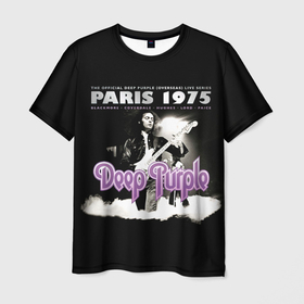 Мужская футболка 3D с принтом Deep Purple   Paris 1975 , 100% полиэфир | прямой крой, круглый вырез горловины, длина до линии бедер | deep purple | альбом | гловер | группа | дееп | деп | ди | дип перпл | диперпл | дипперпл | иэн гиллан | иэн пэйс | лого | логотип | метал | морс | пепл | прогрессивный | психоделический | рок | символ | хард