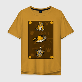 Мужская футболка хлопок Oversize с принтом Три тигра в Кировске, 100% хлопок | свободный крой, круглый ворот, “спинка” длиннее передней части | большие кошки | кот | кошка | круглый | природа | тигр | хищник
