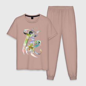 Мужская пижама хлопок с принтом Берсерк моря в Курске, 100% хлопок | брюки и футболка прямого кроя, без карманов, на брюках мягкая резинка на поясе и по низу штанин
 | арт | воин | воин моря | море | рисунок | русалка | рыба