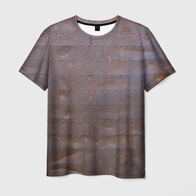 Мужская футболка 3D с принтом Ржавый металл в Екатеринбурге, 100% полиэфир | прямой крой, круглый вырез горловины, длина до линии бедер | Тематика изображения на принте: metal | железо | металл | ржавчина | ржавый