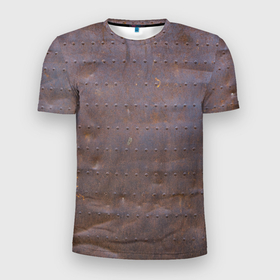 Мужская футболка 3D Slim с принтом Ржавый металл в Курске, 100% полиэстер с улучшенными характеристиками | приталенный силуэт, круглая горловина, широкие плечи, сужается к линии бедра | metal | железо | металл | ржавчина | ржавый