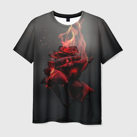 Мужская футболка 3D с принтом Цветок в Новосибирске, 100% полиэфир | прямой крой, круглый вырез горловины, длина до линии бедер | Тематика изображения на принте: валентина | любовь | огонь | самая красивая | самый лучший | футболка | цветок