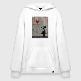 Худи SuperOversize хлопок с принтом Граффити Banksy в Ханты-Майнсийске, 70% хлопок, 30% полиэстер, мягкий начес внутри | карман-кенгуру, эластичная резинка на манжетах и по нижней кромке, двухслойный капюшон
 | banksy | бэнкси | граффити | легенда | стрит арт