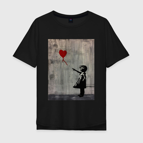 Мужская футболка хлопок Oversize с принтом Граффити Banksy , 100% хлопок | свободный крой, круглый ворот, “спинка” длиннее передней части | banksy | бэнкси | граффити | легенда | стрит арт