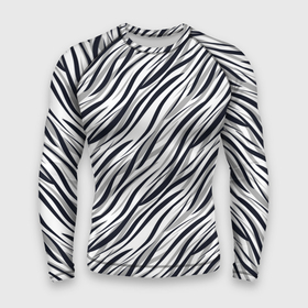 Мужской рашгард 3D с принтом Черно белый полосатый тигровый в Санкт-Петербурге,  |  | модный | монохромный | полосатый | серый и черный | современный | тигровый | черный и белый