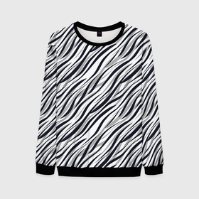 Мужской свитшот 3D с принтом Черно белый полосатый тигровый в Санкт-Петербурге, 100% полиэстер с мягким внутренним слоем | круглый вырез горловины, мягкая резинка на манжетах и поясе, свободная посадка по фигуре | модный | монохромный | полосатый | серый и черный | современный | тигровый | черный и белый