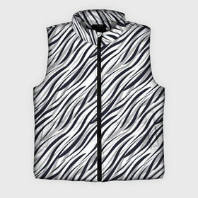 Мужской жилет утепленный 3D с принтом Черно белый полосатый тигровый в Кировске,  |  | модный | монохромный | полосатый | серый и черный | современный | тигровый | черный и белый