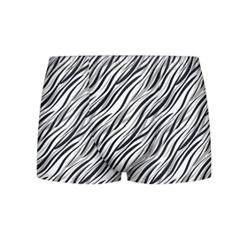 Мужские трусы 3D с принтом Черно белый полосатый тигровый в Петрозаводске, 50% хлопок, 50% полиэстер | классическая посадка, на поясе мягкая тканевая резинка | Тематика изображения на принте: модный | монохромный | полосатый | серый и черный | современный | тигровый | черный и белый