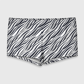 Мужские купальные плавки 3D с принтом Черно белый полосатый тигровый в Кировске, Полиэстер 85%, Спандекс 15% |  | модный | монохромный | полосатый | серый и черный | современный | тигровый | черный и белый