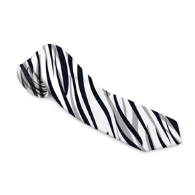 Галстук 3D с принтом Черно белый полосатый тигровый в Тюмени, 100% полиэстер | Длина 148 см; Плотность 150-180 г/м2 | модный | монохромный | полосатый | серый и черный | современный | тигровый | черный и белый
