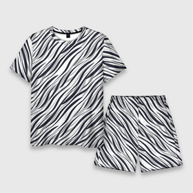 Мужской костюм с шортами 3D с принтом Черно белый полосатый тигровый в Петрозаводске,  |  | Тематика изображения на принте: модный | монохромный | полосатый | серый и черный | современный | тигровый | черный и белый