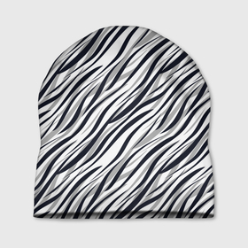 Шапка 3D с принтом Черно белый полосатый тигровый , 100% полиэстер | универсальный размер, печать по всей поверхности изделия | модный | монохромный | полосатый | серый и черный | современный | тигровый | черный и белый