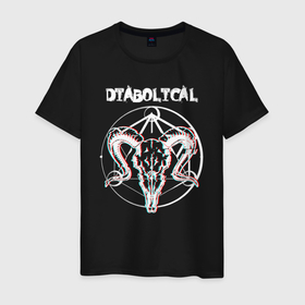 Мужская футболка хлопок с принтом Diabolical в Санкт-Петербурге, 100% хлопок | прямой крой, круглый вырез горловины, длина до линии бедер, слегка спущенное плечо. | demon | glitch | halloween | metal | occult | rock | satan | глитч | демон | зло | злодей | козел | метал | оккультизм | пентаграмма | рок | сатана | хэллоуин | череп