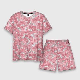 Мужской костюм с шортами 3D с принтом Нежно коралловые розы в Курске,  |  | детский | коралловые розы | модный | розовые розы | розы | скетч | современный | цветочный узор | цветы