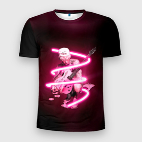 Мужская футболка 3D Slim с принтом Pink MGK в Екатеринбурге, 100% полиэстер с улучшенными характеристиками | приталенный силуэт, круглая горловина, широкие плечи, сужается к линии бедра | hip hop | machine gun kelly | mgk | rap | rep | исполнители | исполнитель | колсон бэйкер | машин ган келли | музыка | реп