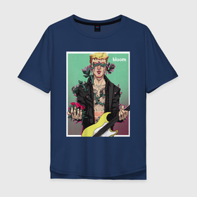 Мужская футболка хлопок Oversize с принтом MGK Bloom в Екатеринбурге, 100% хлопок | свободный крой, круглый ворот, “спинка” длиннее передней части | hip hop | machine gun kelly | mgk | rap | rep | исполнители | исполнитель | колсон бэйкер | машин ган келли | музыка | реп