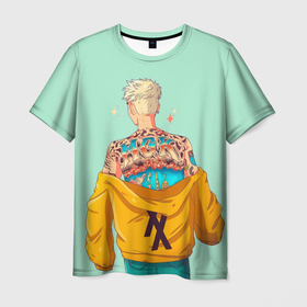 Мужская футболка 3D с принтом МГК в Новосибирске, 100% полиэфир | прямой крой, круглый вырез горловины, длина до линии бедер | hip hop | machine gun kelly | mgk | rap | rep | исполнители | исполнитель | колсон бэйкер | машин ган келли | музыка | реп