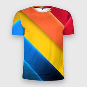 Мужская футболка 3D Slim с принтом Полутона и оттенки в Санкт-Петербурге, 100% полиэстер с улучшенными характеристиками | приталенный силуэт, круглая горловина, широкие плечи, сужается к линии бедра | графический дизайн | оттенки | полутона | простота | цвет