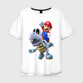 Мужская футболка хлопок Oversize с принтом Mario hit в Петрозаводске, 100% хлопок | свободный крой, круглый ворот, “спинка” длиннее передней части | mario | nintendo switch | odyssey | turtle | марио | нинтендо свитч | одиссея | черепаха