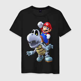 Мужская футболка хлопок с принтом Mario hit в Тюмени, 100% хлопок | прямой крой, круглый вырез горловины, длина до линии бедер, слегка спущенное плечо. | mario | nintendo switch | odyssey | turtle | марио | нинтендо свитч | одиссея | черепаха