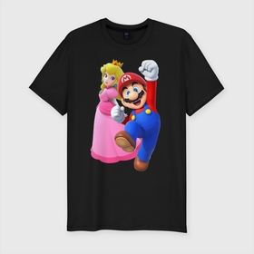 Мужская футболка хлопок Slim с принтом Mario Princess в Курске, 92% хлопок, 8% лайкра | приталенный силуэт, круглый вырез ворота, длина до линии бедра, короткий рукав | mario | nintendo switch | odyssey | princess | марио | нинтендо свитч | одиссея