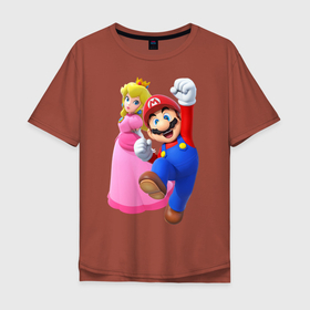 Мужская футболка хлопок Oversize с принтом Mario Princess в Петрозаводске, 100% хлопок | свободный крой, круглый ворот, “спинка” длиннее передней части | mario | nintendo switch | odyssey | princess | марио | нинтендо свитч | одиссея