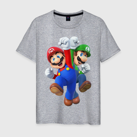 Мужская футболка хлопок с принтом Mario Bros , 100% хлопок | прямой крой, круглый вырез горловины, длина до линии бедер, слегка спущенное плечо. | bros | luigi | mario | nintendo switch | odyssey | братья | луиджи | марио | нинтендо свитч | одиссея